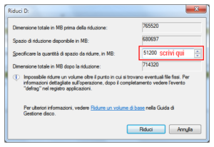 Ridimensiona Partizione