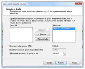 Ridimensiona Partizione