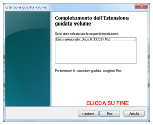 Ridimensiona Partizione
