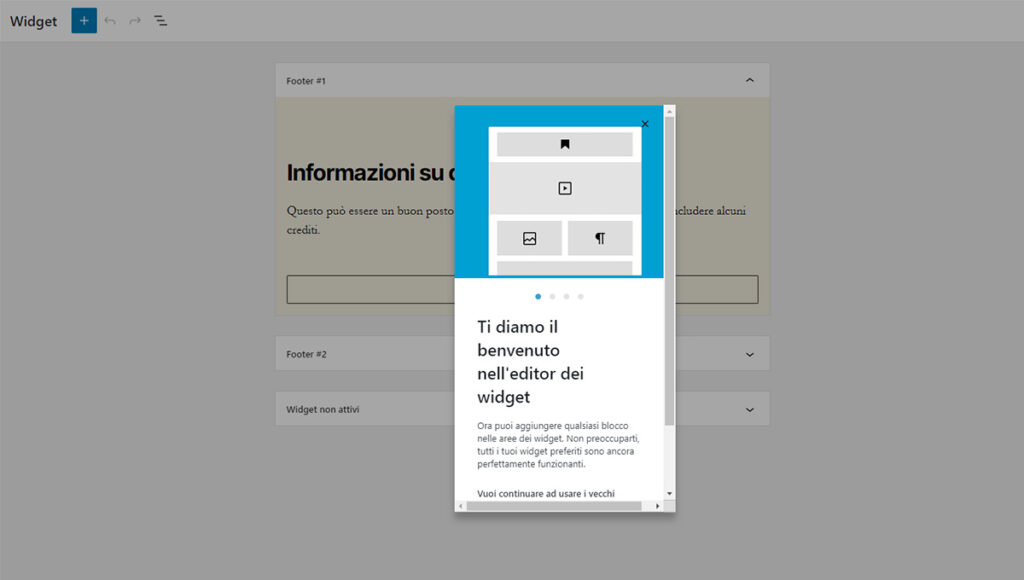 WordPress come disabilitare i widget a blocchi